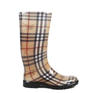 Tall Burberry Haymarket Rain Boots! Size 8.5